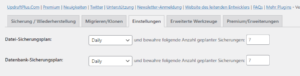 UpdraftPlus Einstellungen