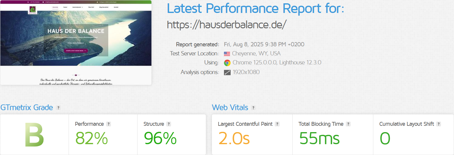 WordPress Ladezeitoptimierung vorher