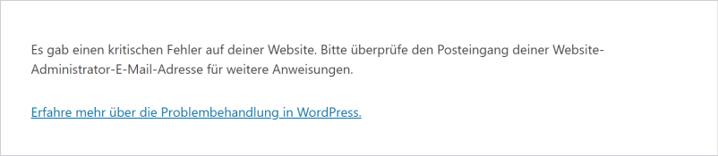 WordPress-kritischer-Fehler